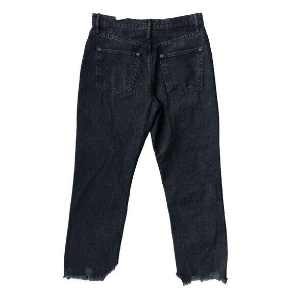 We the Free Taper Baggy Boyfriend Jeans Grunge Goth Charcoal Black Ankle Fray - Picture 9 of 15